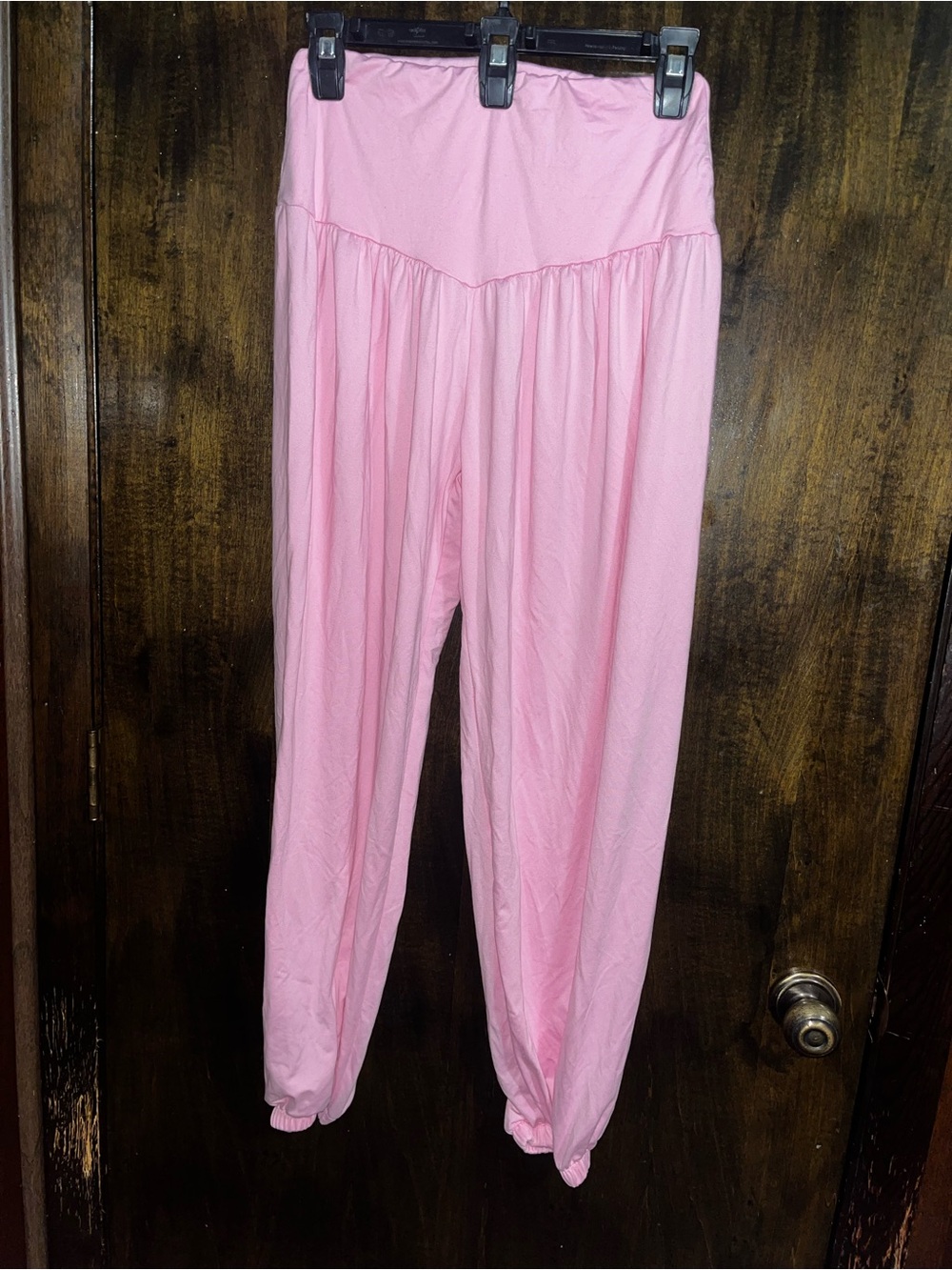 SHEIN Pink High-Waist Gathered Jogger Pants